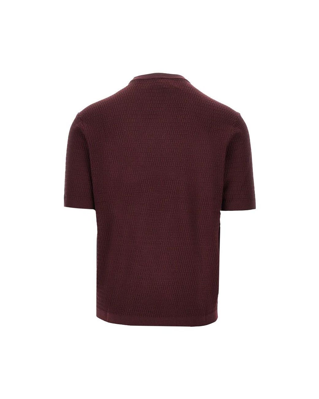 Emporio Armani Purple Virgin Wool Knitted T-Shirt for men