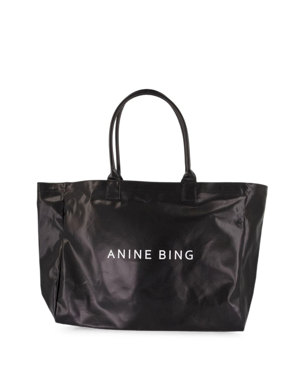 Anine Bing Black Leo Coated Canvas Tote