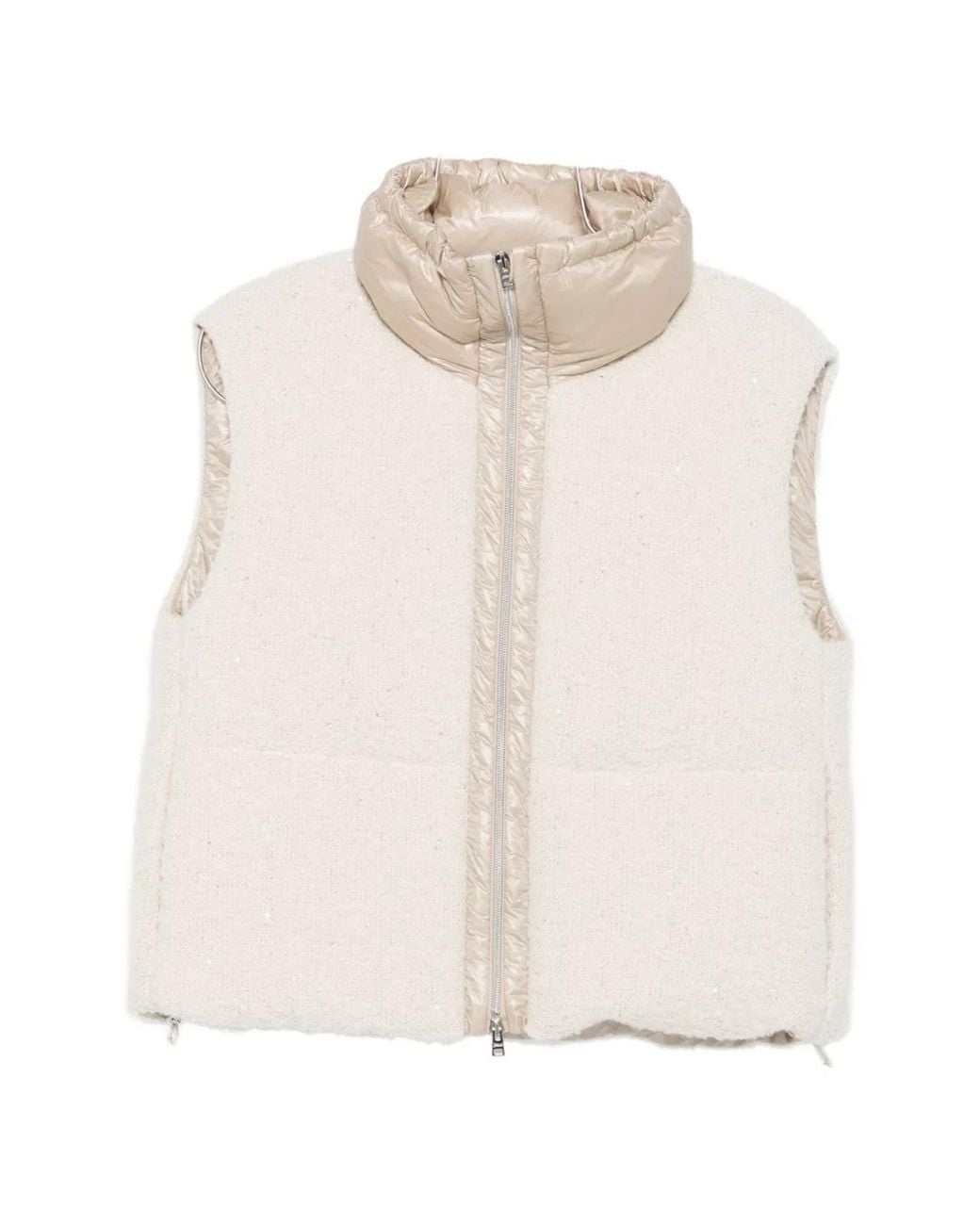 Herno Natural Sequin Sleeveless Zip Jacket