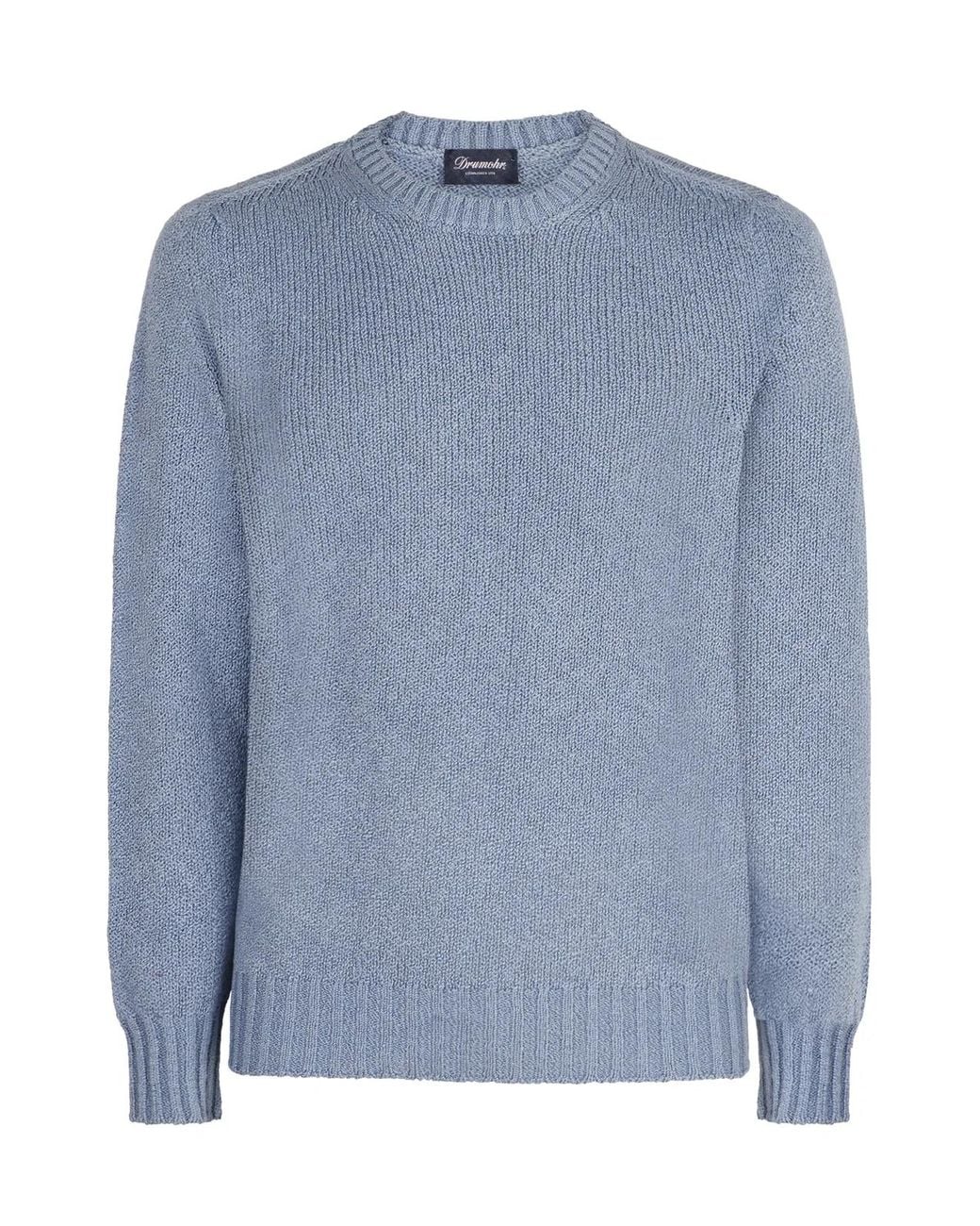 Drumohr Blue Cotton Sweater for men
