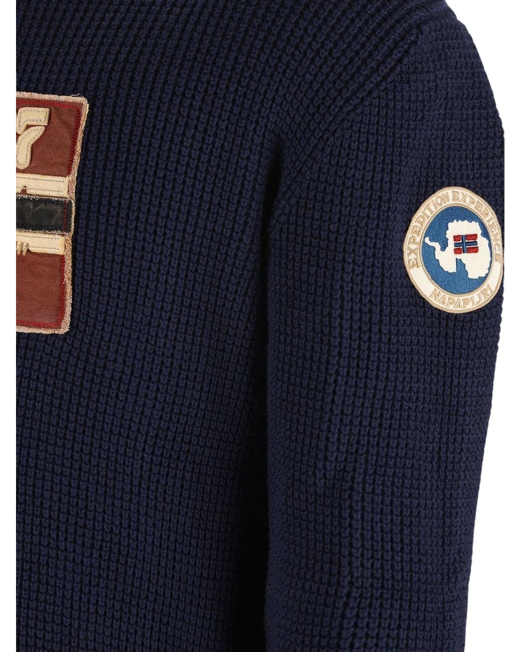 Napapijri Blue Logo Patch Knitted Sweater for men