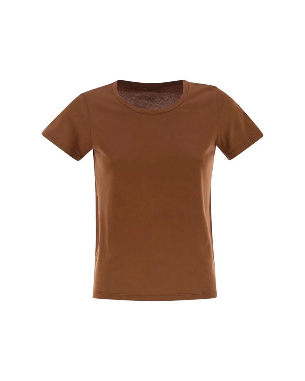Majestic Brown Crew-Neck Short-Sleeved Cotton T-Shirt