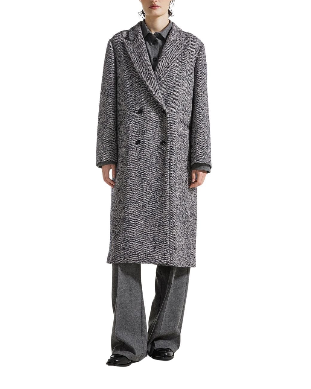 SEVENTY VENEZIA Gray Herringbone Coat