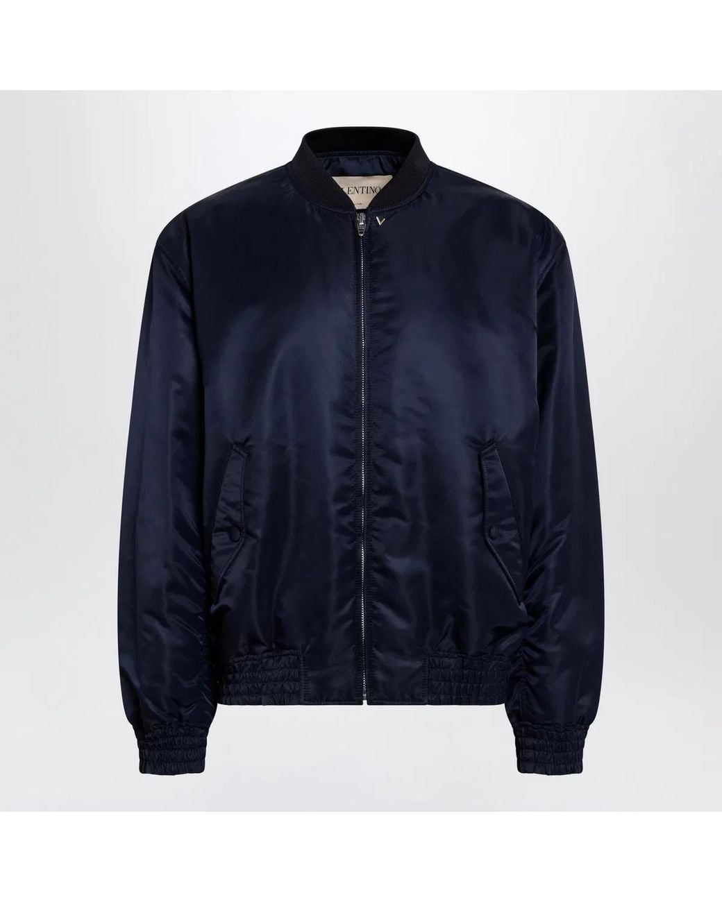 Valentino Garavani Blue Nylon Bomber Jacket With Vgold for men