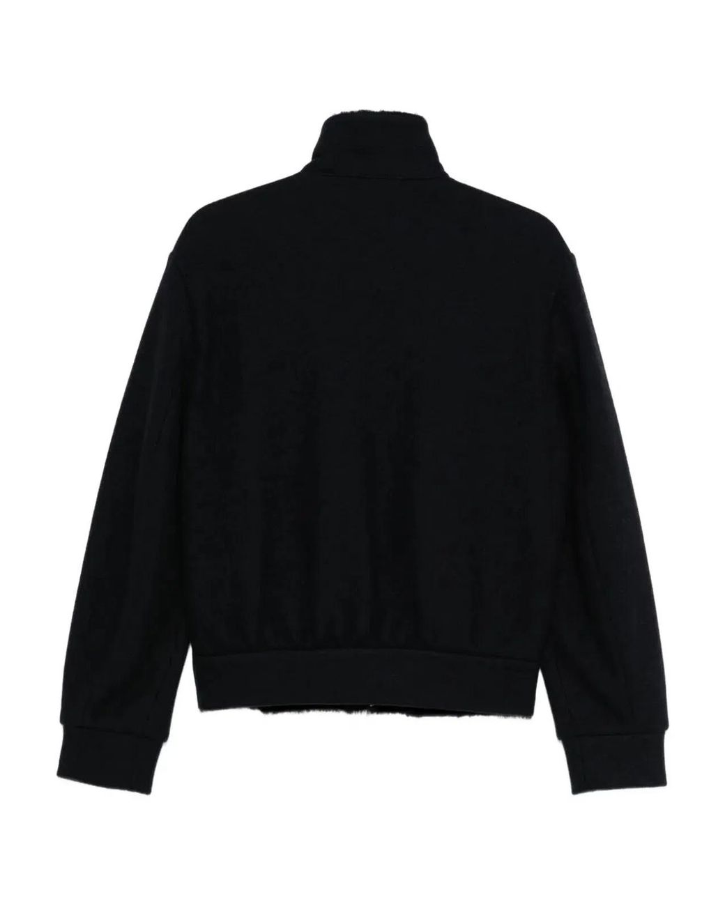 Giorgio Armani Black High-Neck Bluson Jacket With Shearling Details for men