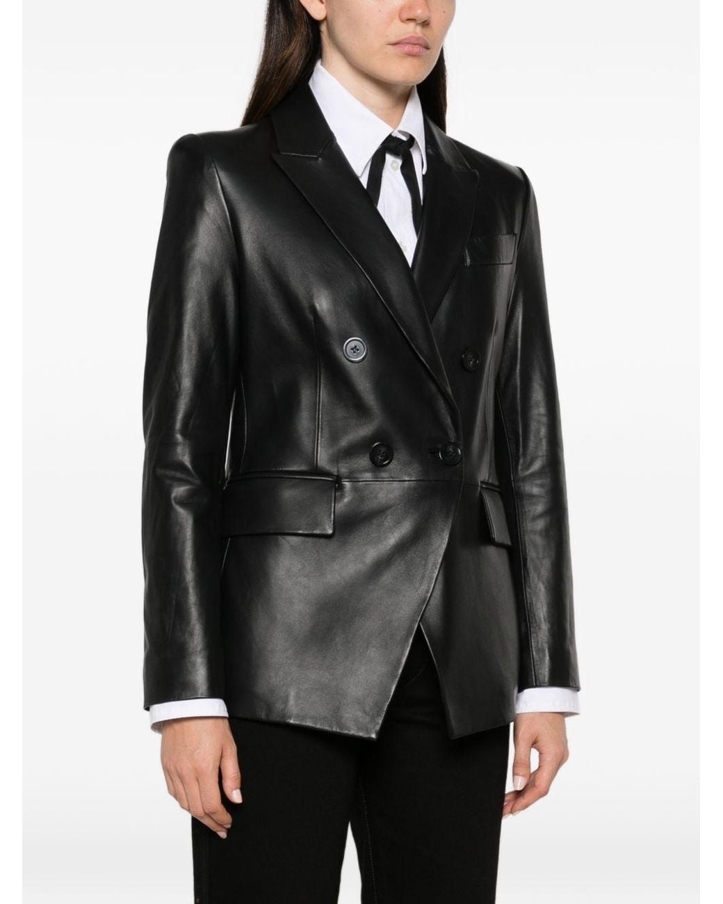 Emporio Armani Black Leather Blazer Jacket