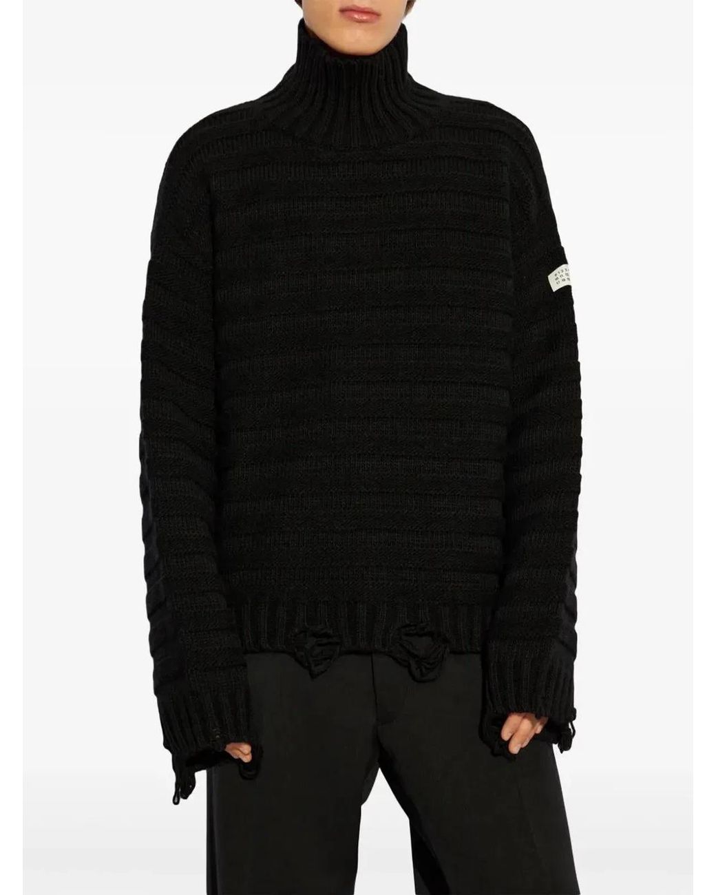 MM6 by Maison Margiela Black Maglione A Collo Alto for men