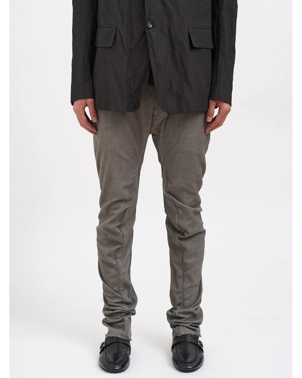 Masnada Gray Slim Stretch Cotton Pants for men