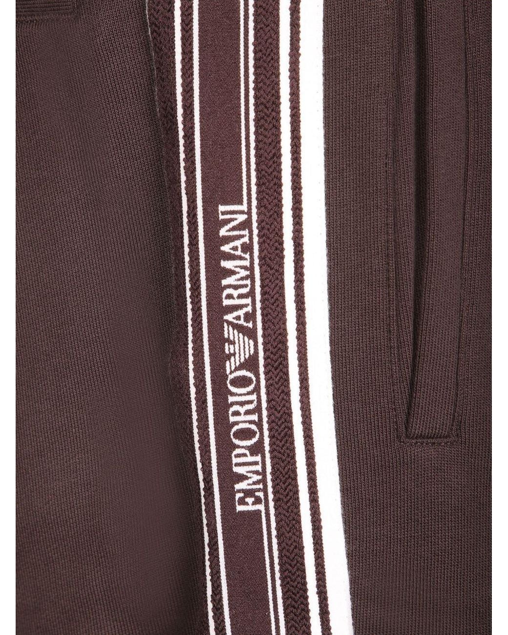 Emporio Armani Brown Cotton Sweatpants for men
