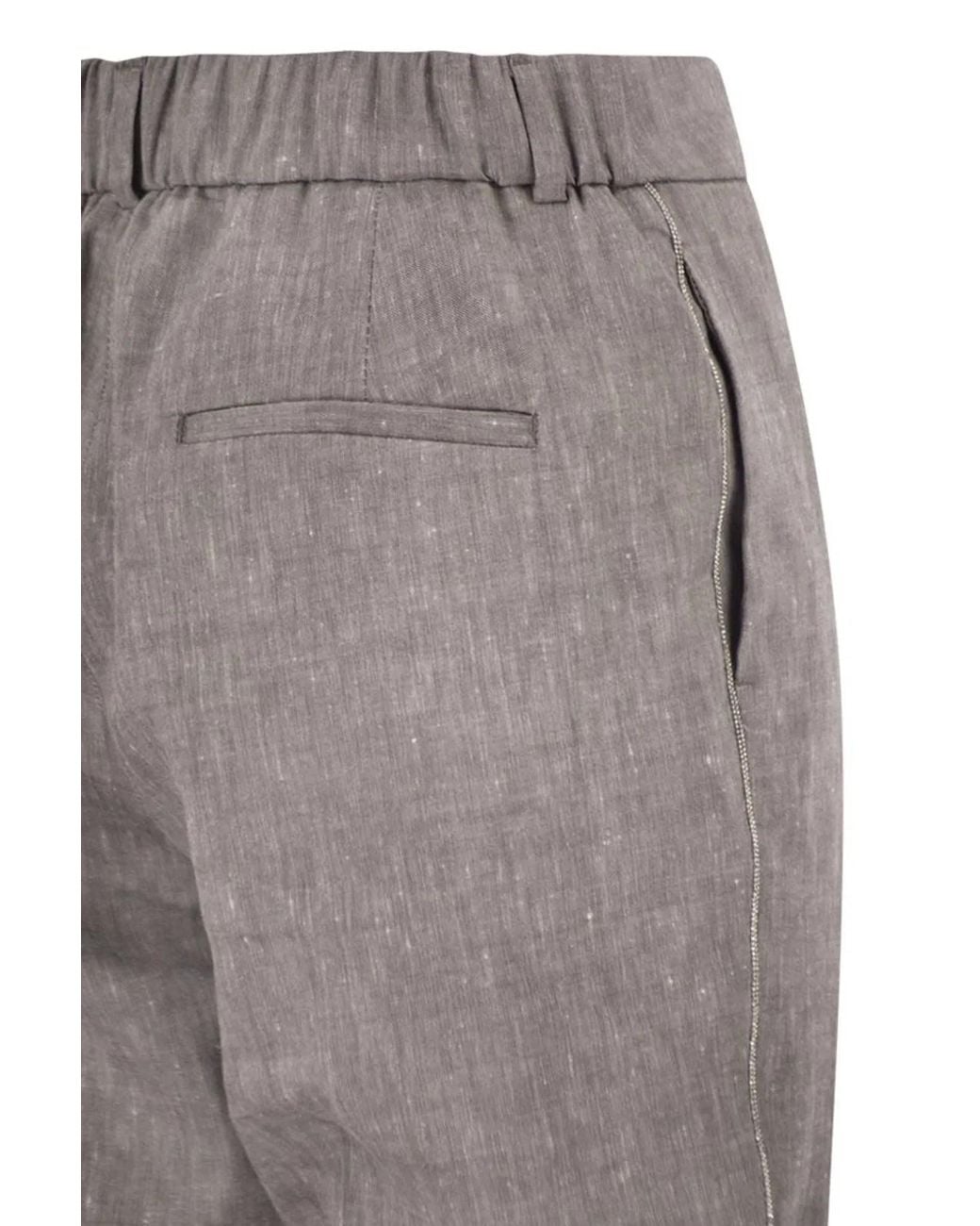 Peserico Gray Wool Blend Flannel Trousers
