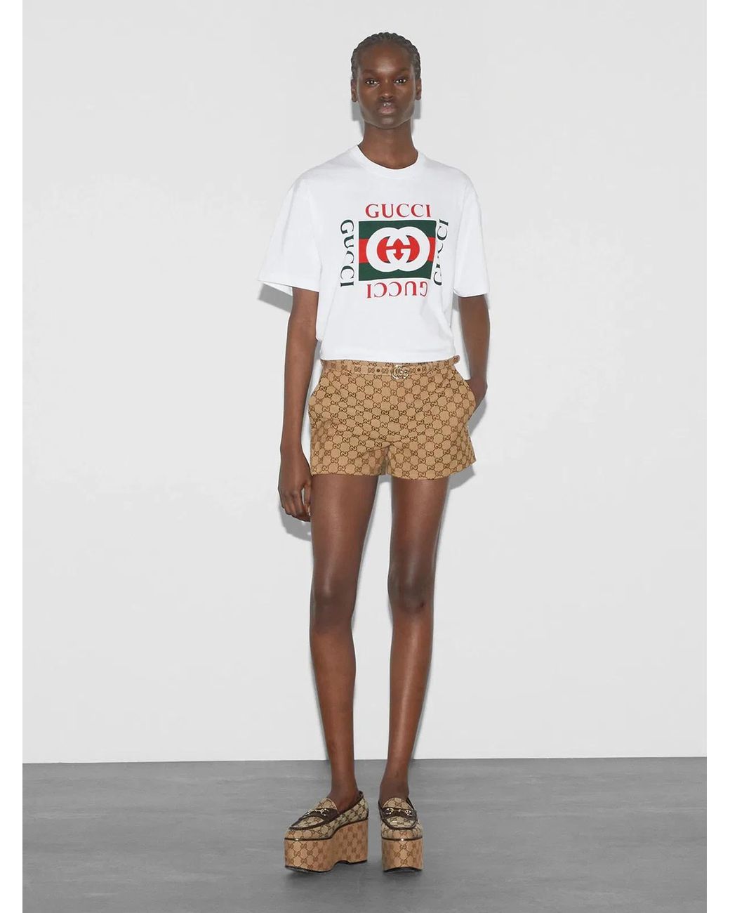 Gucci White Printed Cotton Jersey T-Shirt