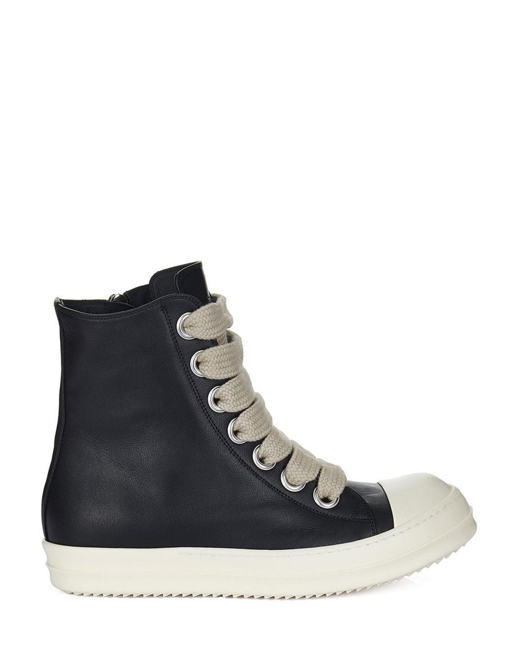 Rick Owens Black Jumbolace Leather Sneakers