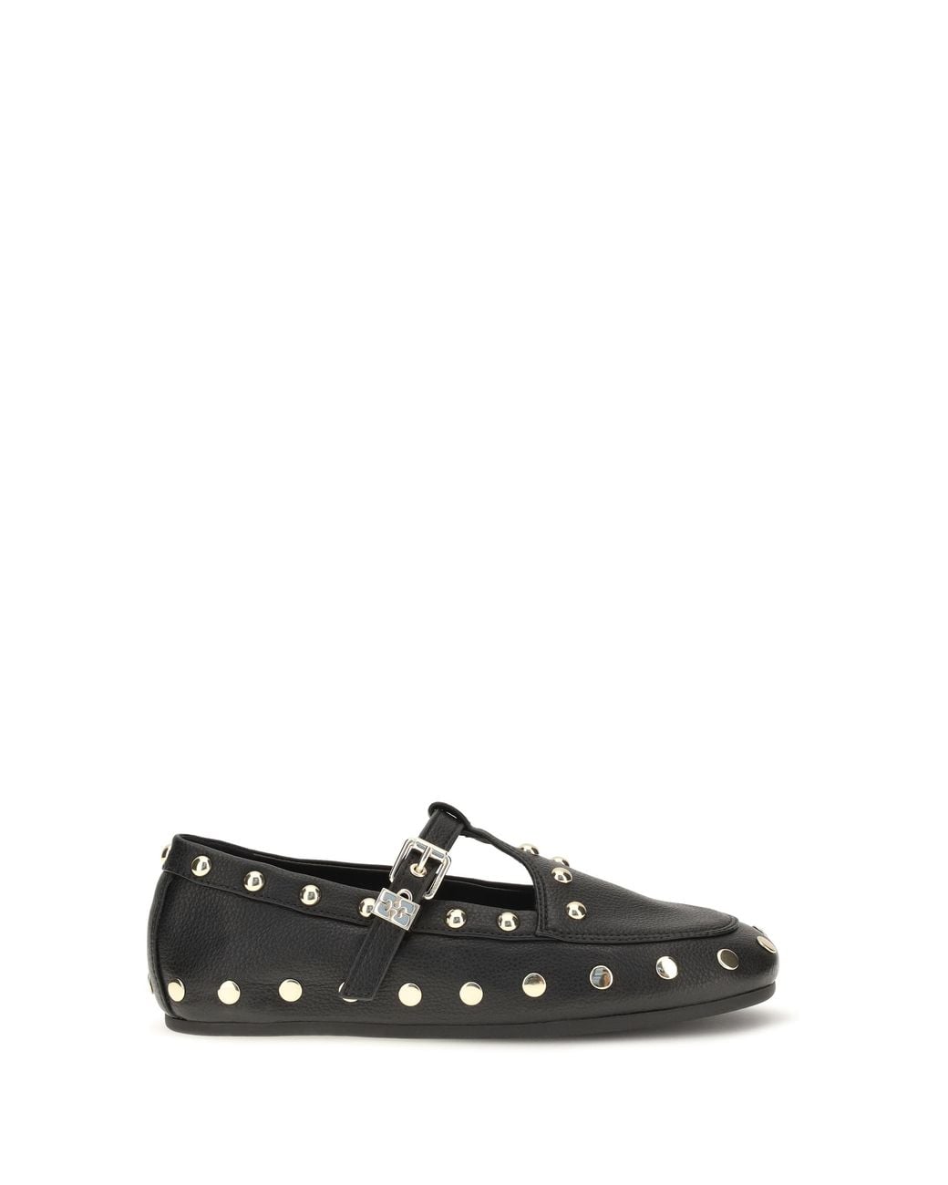 Ganni White Mary Jenny Studded Ballerinas