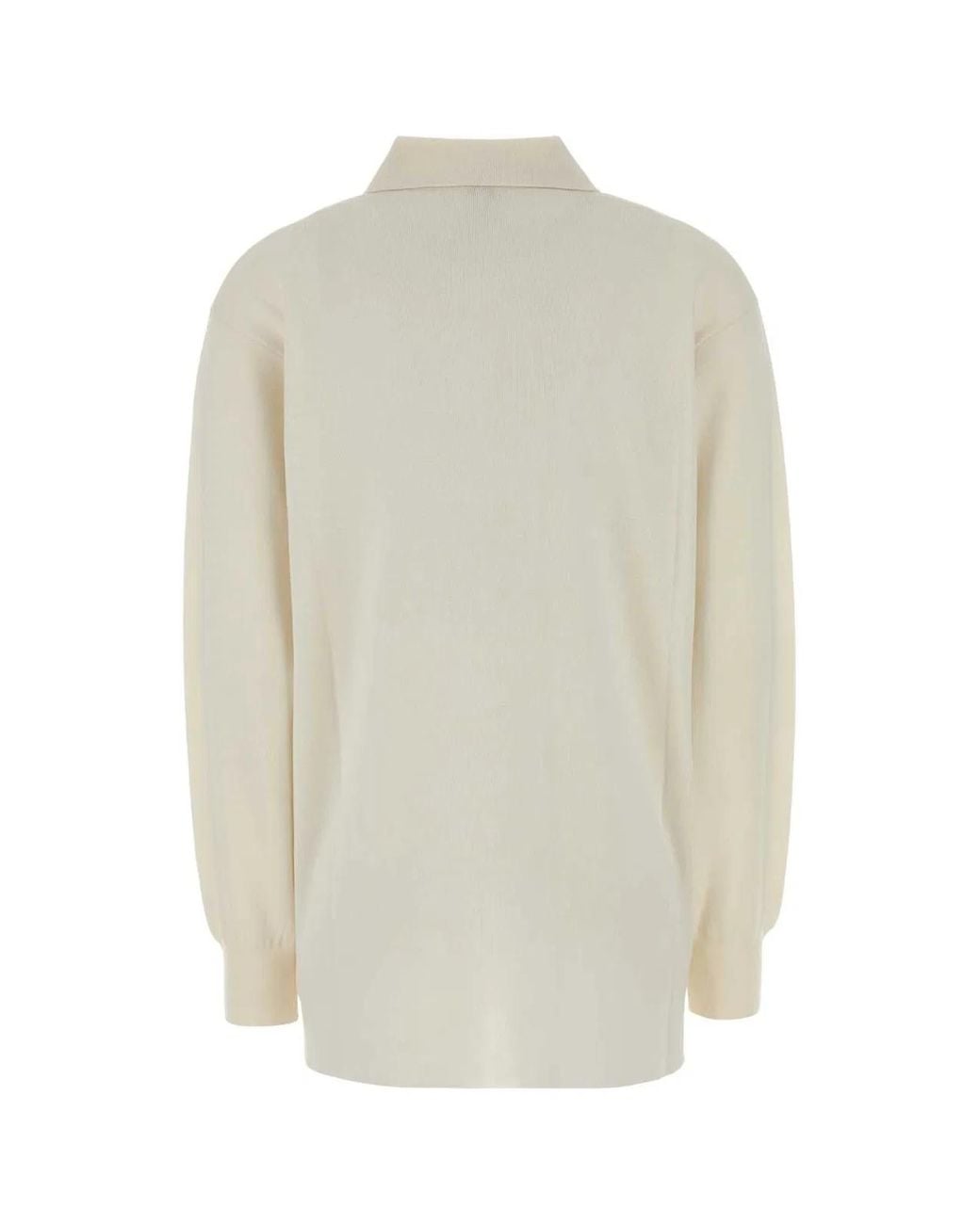 Loewe White Ivory Stretch Cashmere Blend Polo Shirt