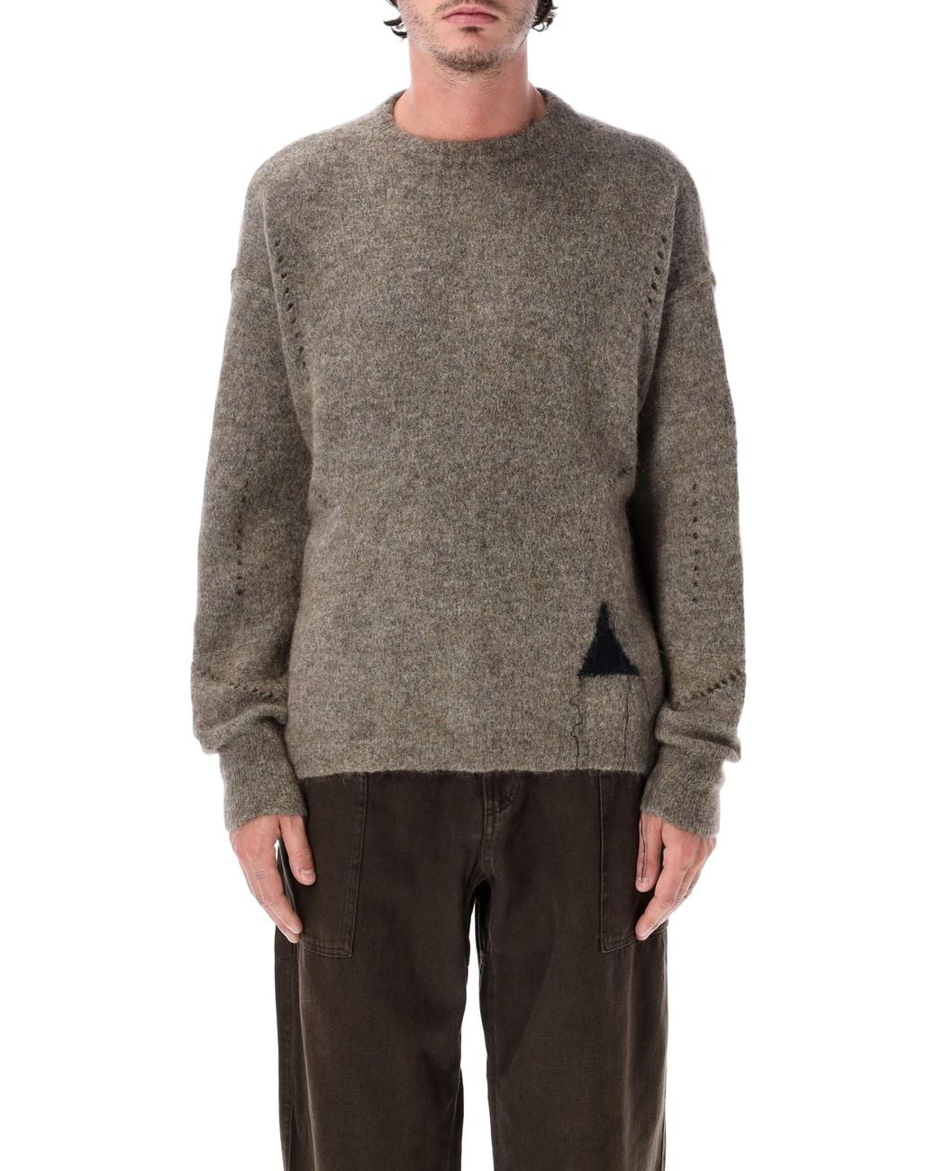 Roa Gray Dropstitch Mohair Knit Crewneck for men