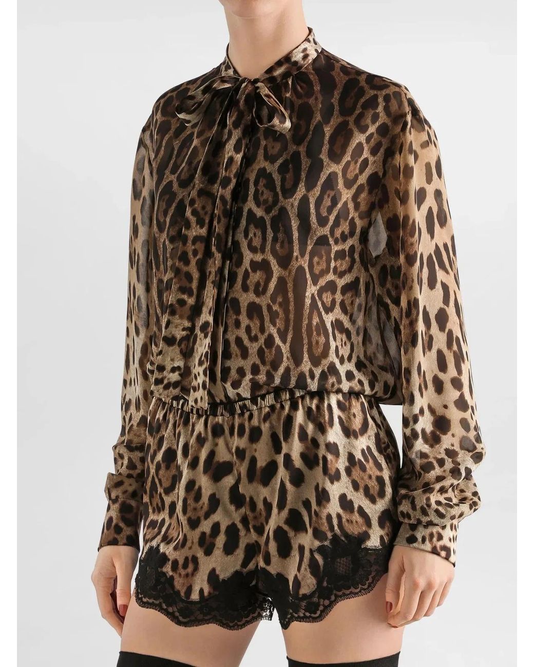 Dolce & Gabbana Brown Dolce & Gabbana Leopardprint Silk Georgette Shirt