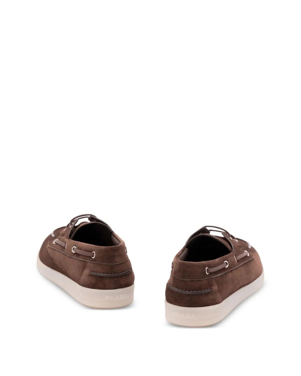 Prada Brown Suede Boat Shoes With Laces for men