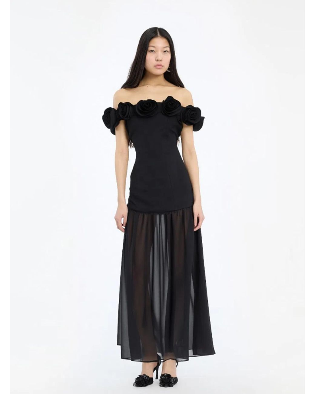 ROTATE BIRGER CHRISTENSEN Black Flower Maxi Dress