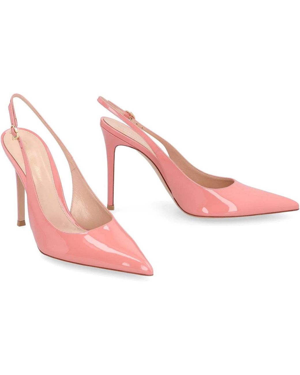 Gianvito Rossi Pink Patent Leather Slingback Pumps