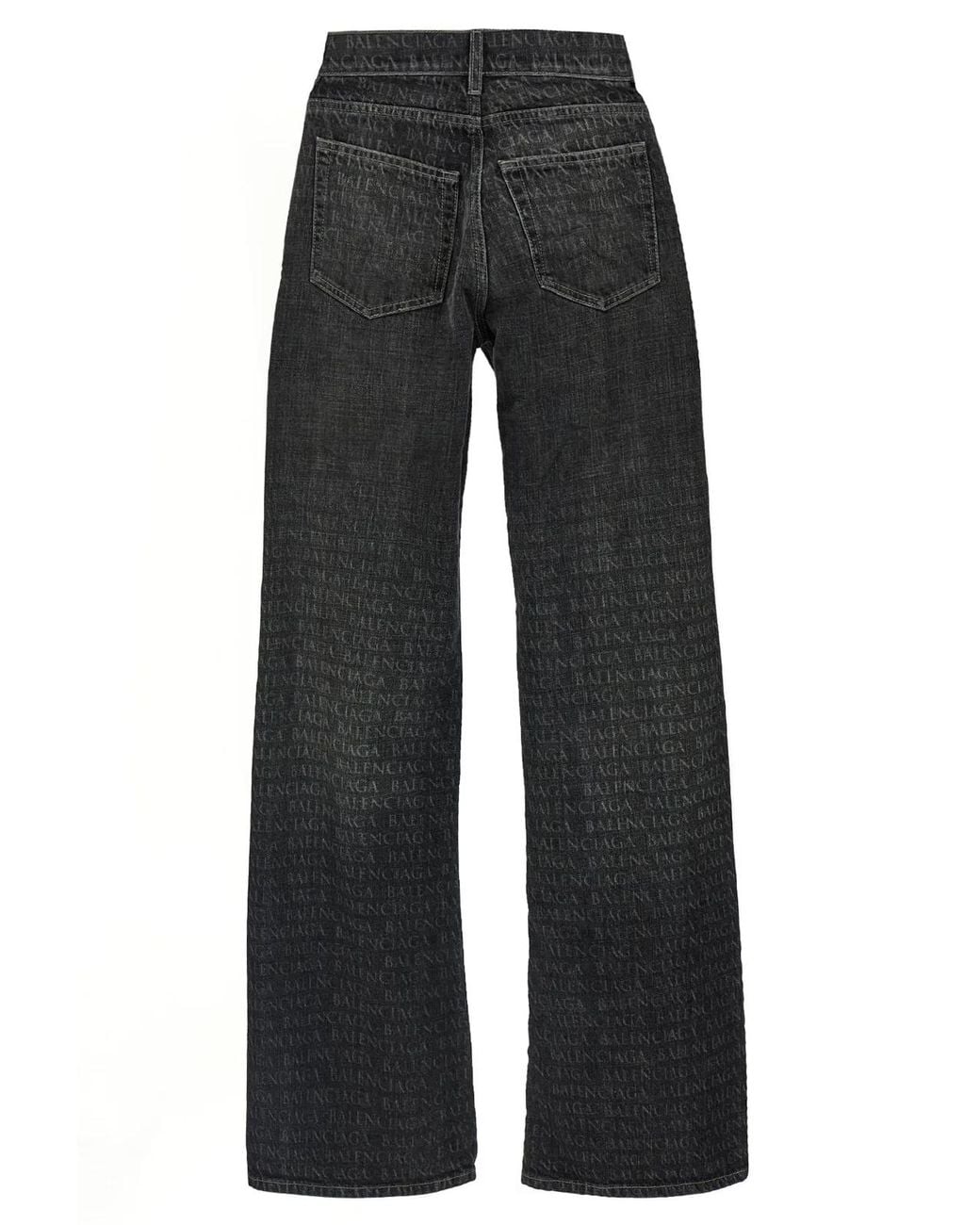 Balenciaga Black Logo-Print Wide-Leg Jeans
