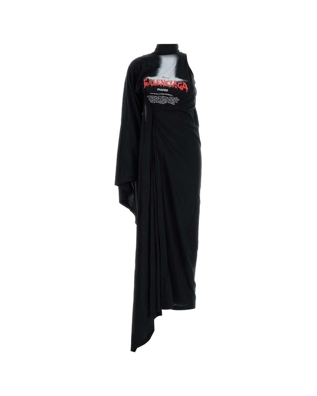 Balenciaga Black Abito The Door Lungo Drappeggiato
