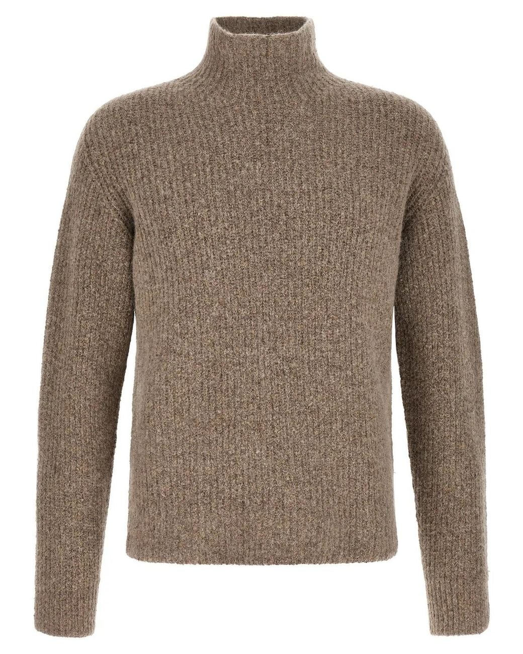 Roberto Collina Brown Ribbed Sweater for men
