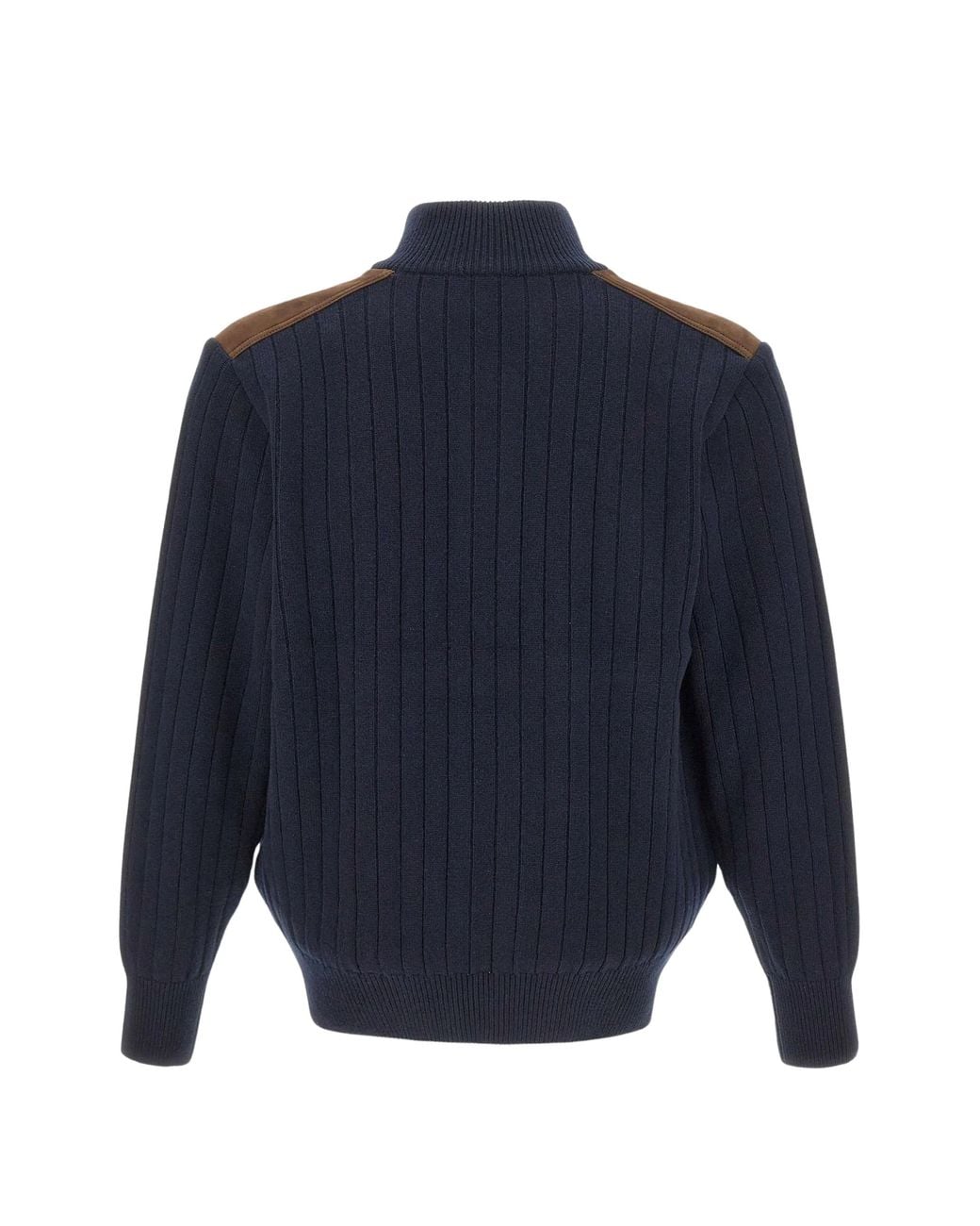 Paul & Shark Blue Wool-Cashmere Ribbed Knit Zip-Through Knit for men
