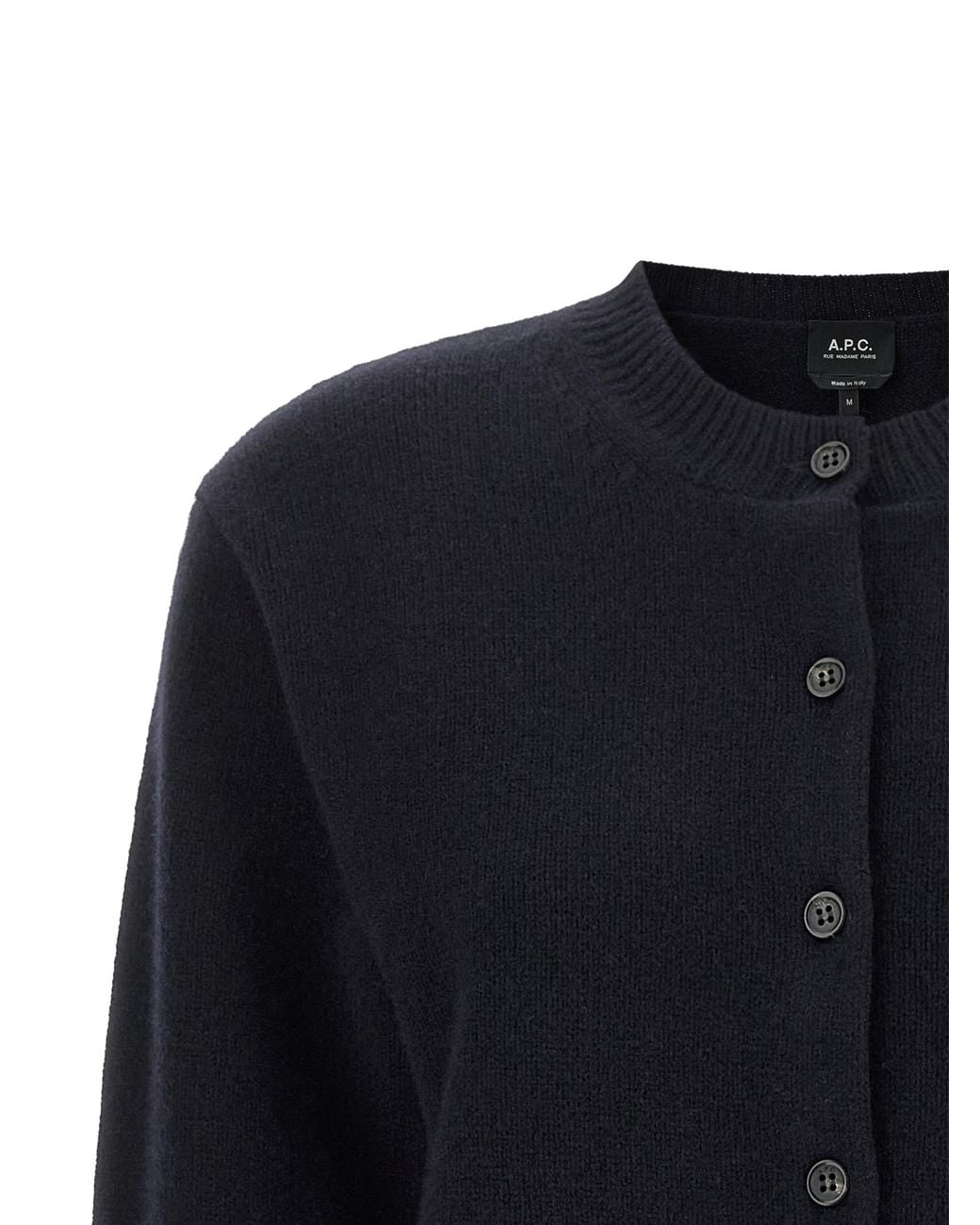 A.P.C. Blue Lila' Wool Cardigan With Logo Intarsia