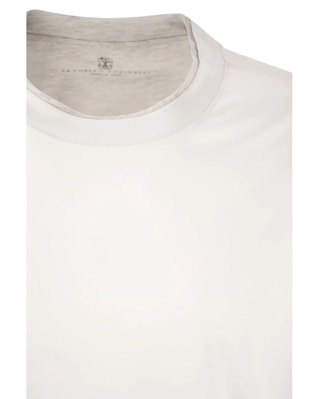 Brunello Cucinelli White Slim Fit Crew-Neck T-Shirt for men