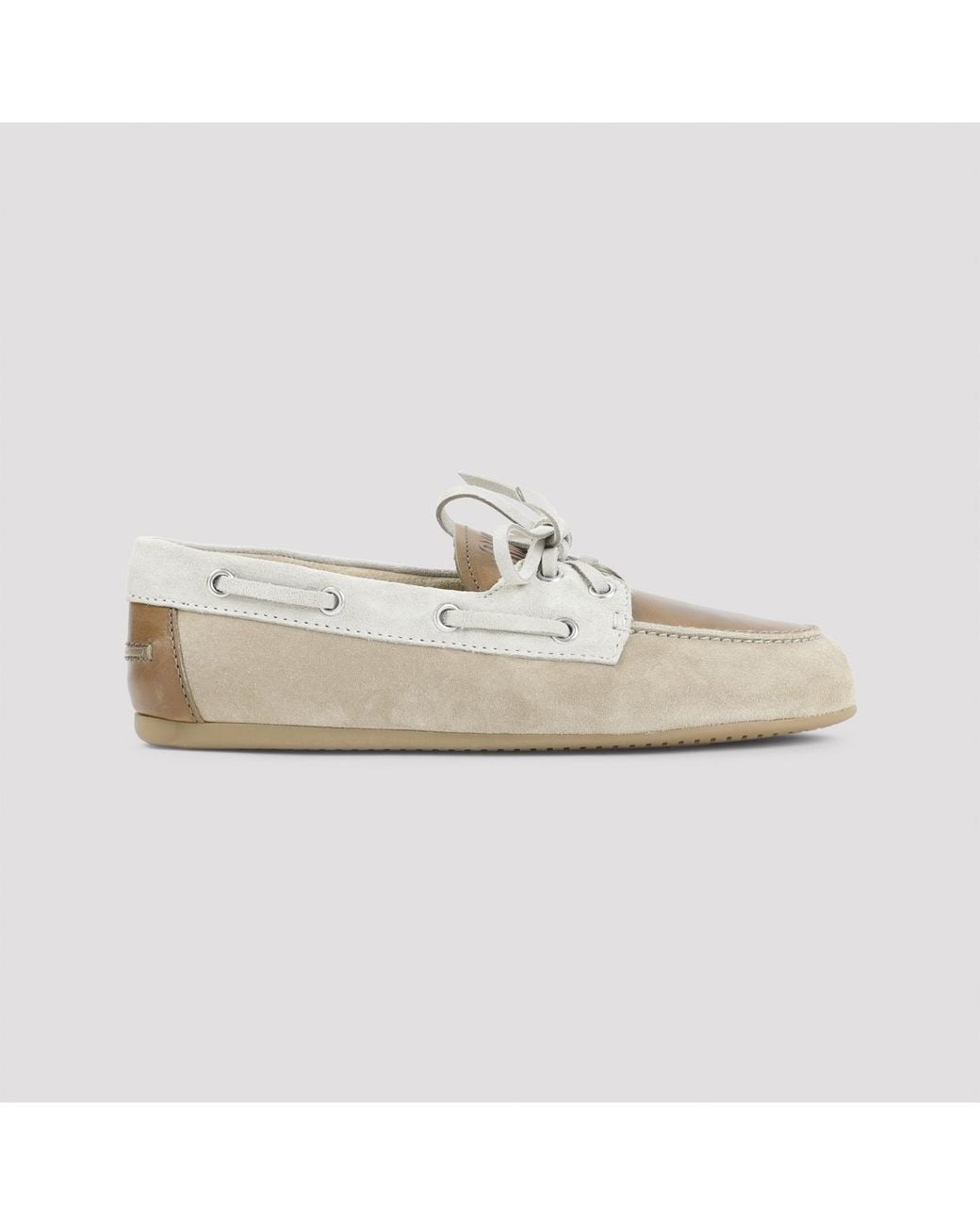 Miu Miu White Leather And Suede Loafers