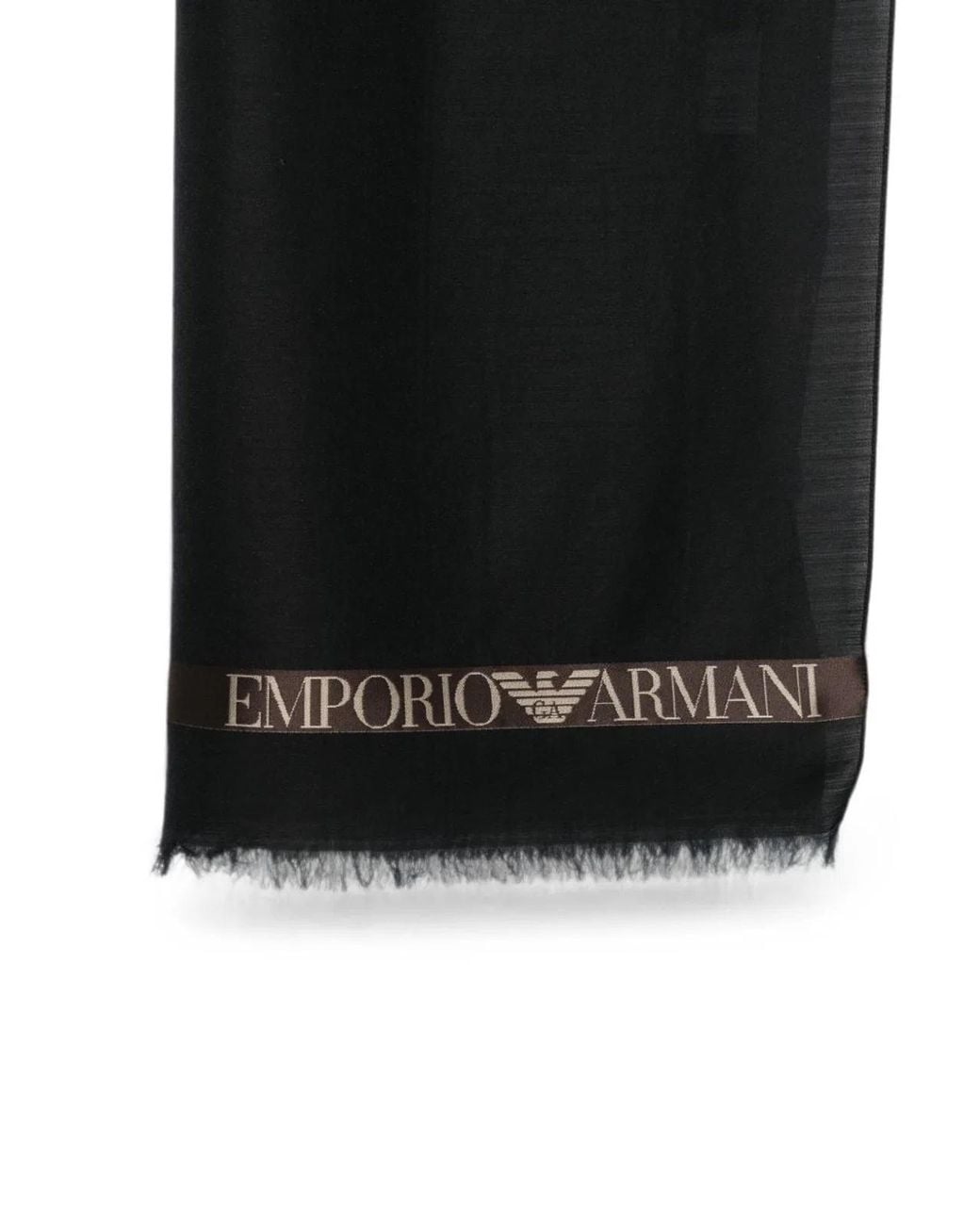 Emporio Armani Black Logo Wool Blend Scarf for men