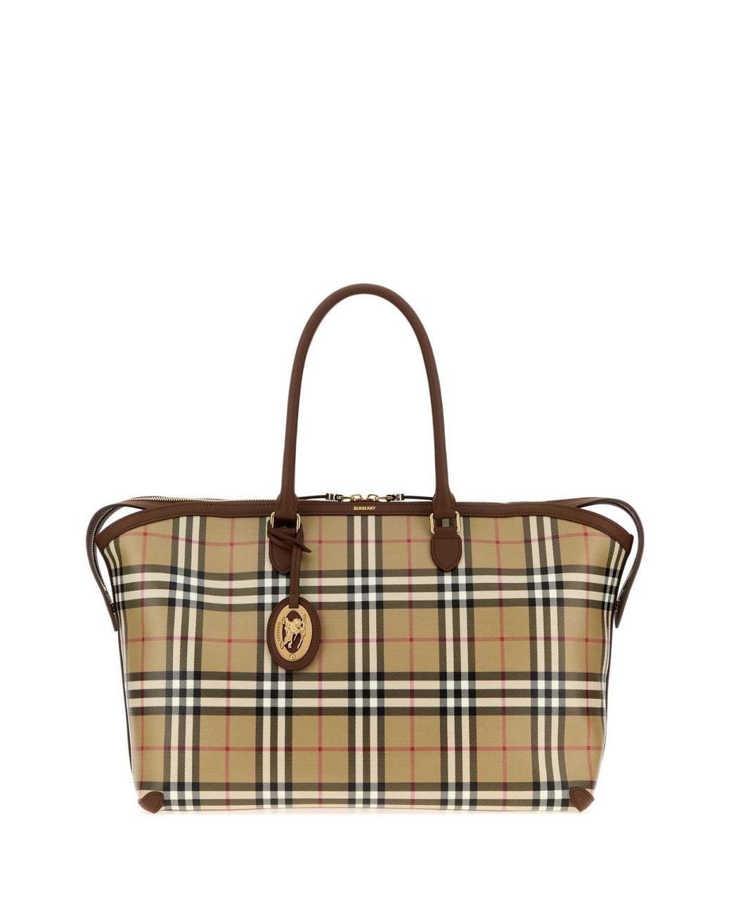 Burberry Metallic Printed Canvas Medium Shopping Bag