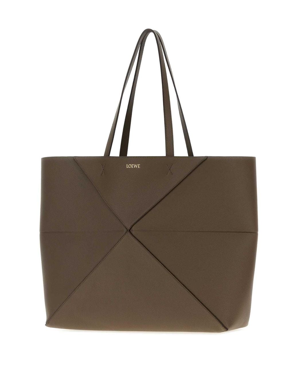 Loewe Brown Mud Leather Large Puzzle Fold Shopping Bag