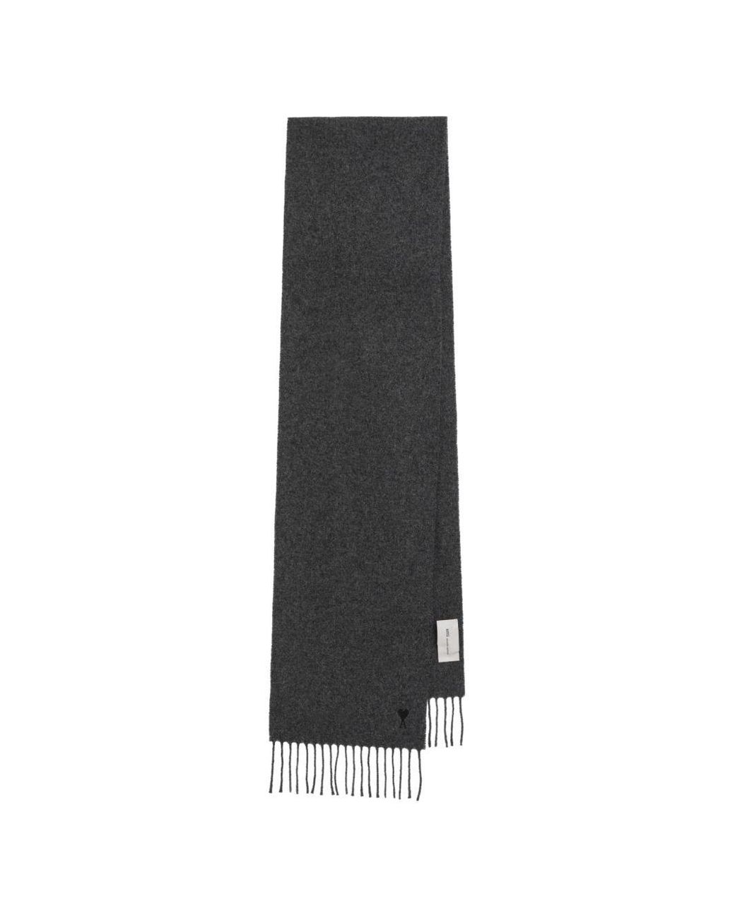 AMI Black Ami De Coeur Embroidered Scarf for men