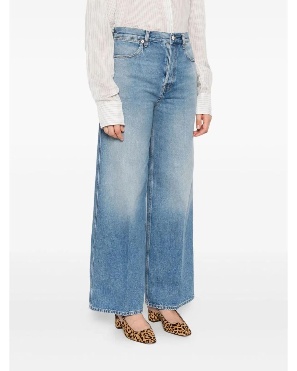 Gucci Blue Wide-Leg Jeans Cotton