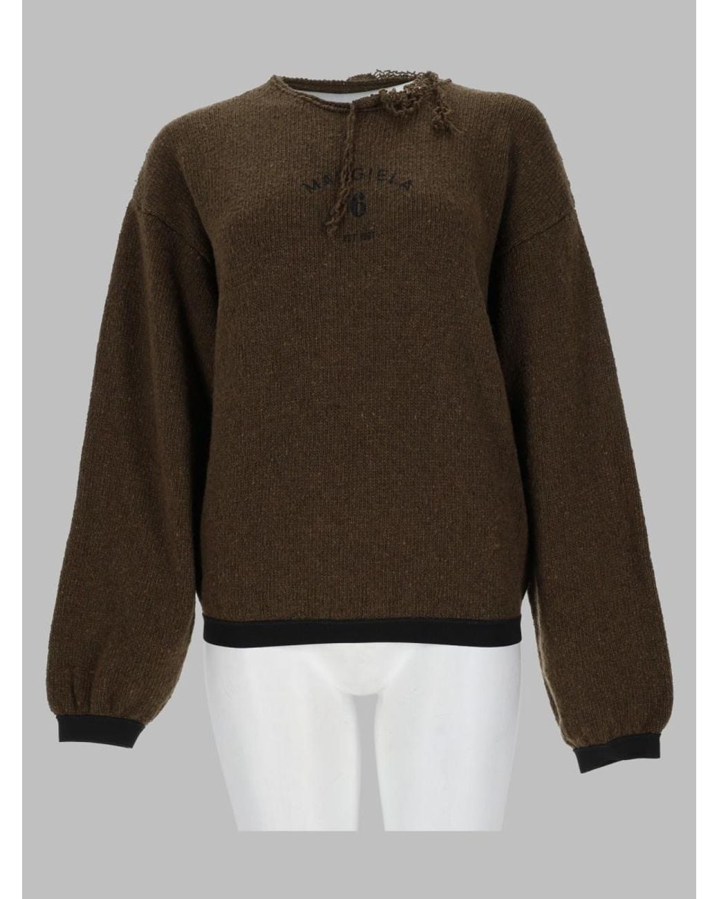 MM6 by Maison Margiela Green Maglia Con Dettagli Sfrangiati