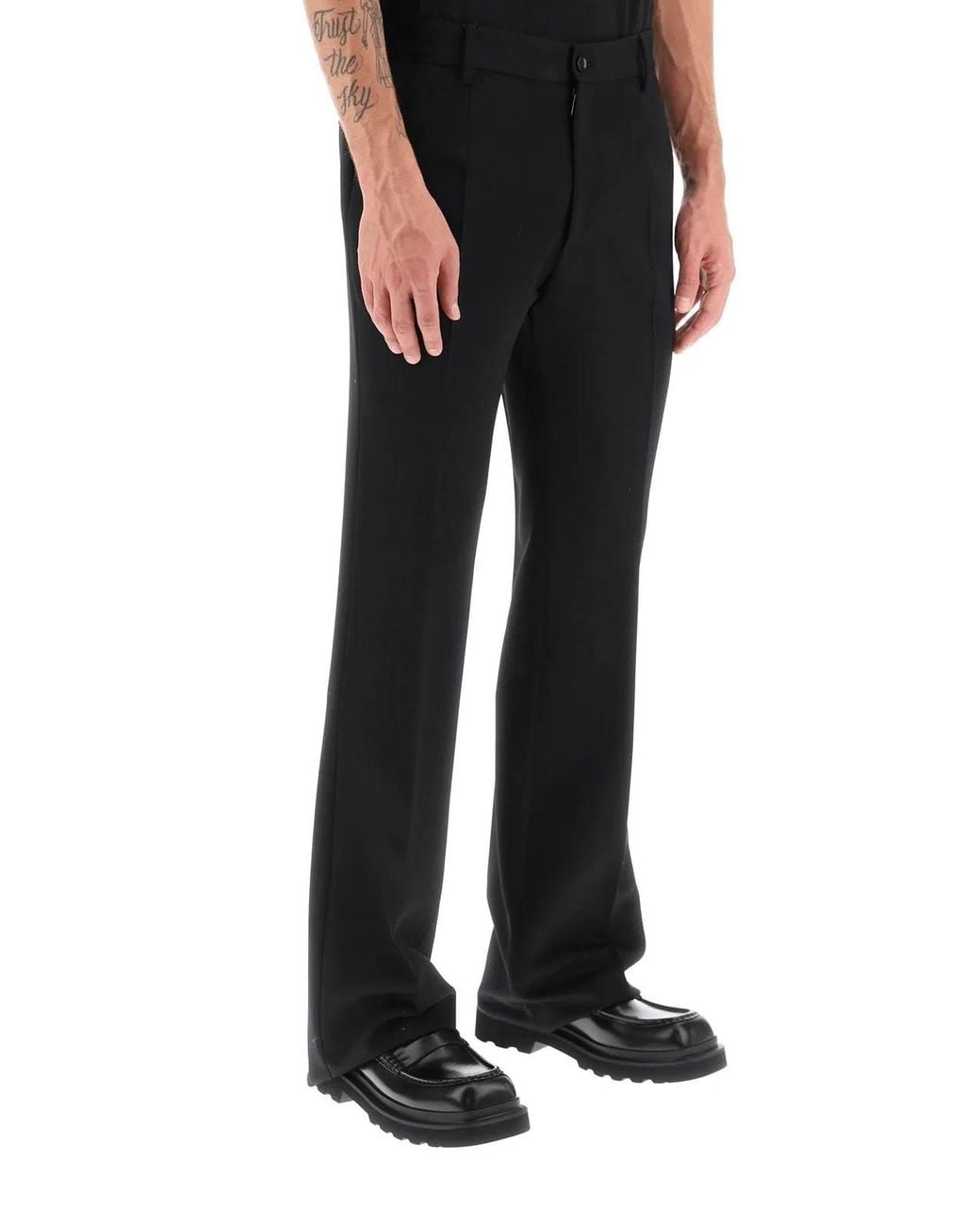 Dolce & Gabbana Blue Dolce & Gabbana Flared Wool Trousers for men