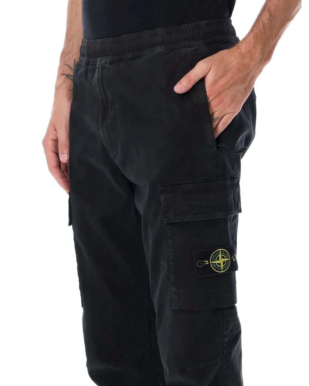 Stone Island Black Organic Cotton Joggers for men