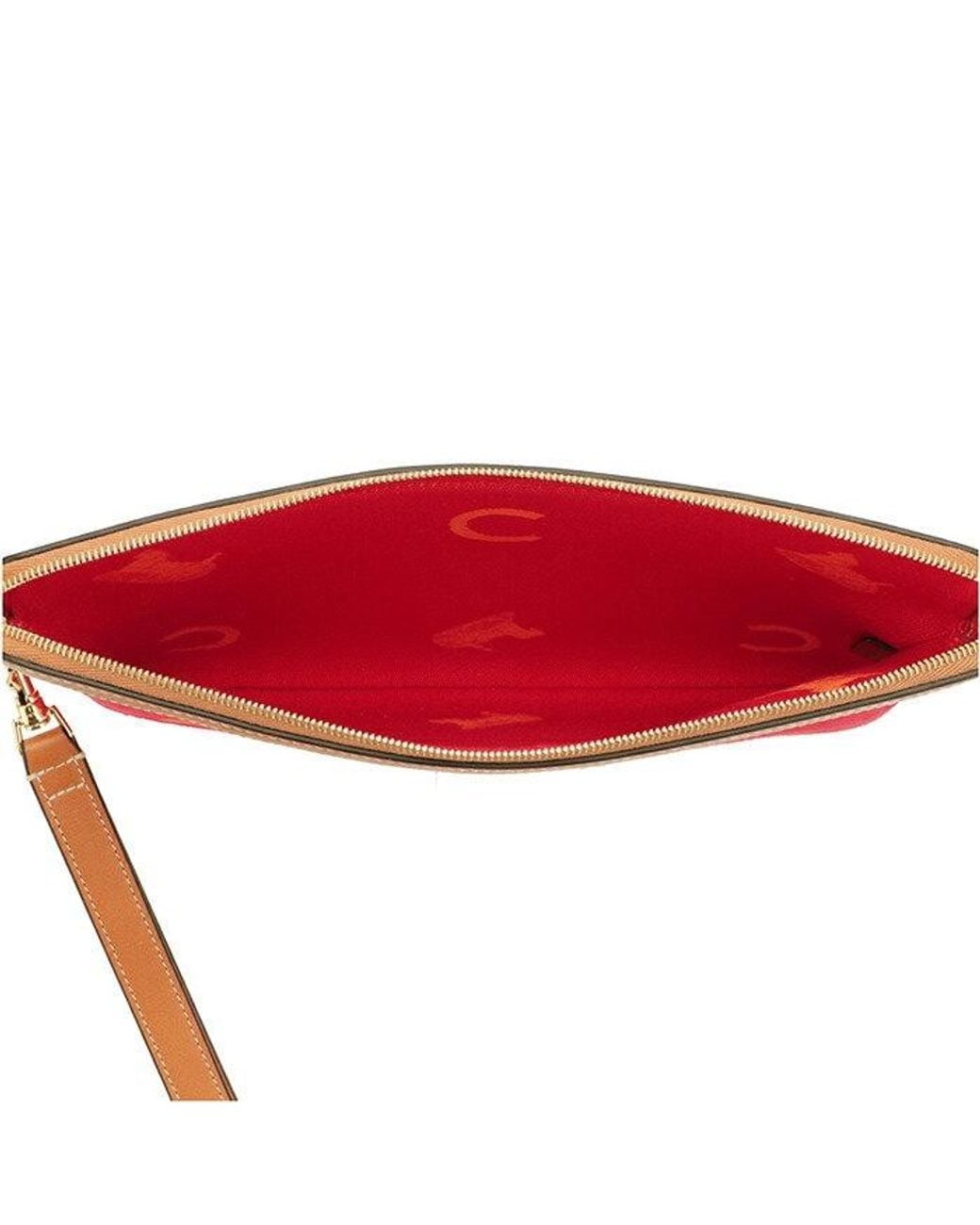 Celine Small Triomphe Logo-Print Pouch in Red | Lyst UK