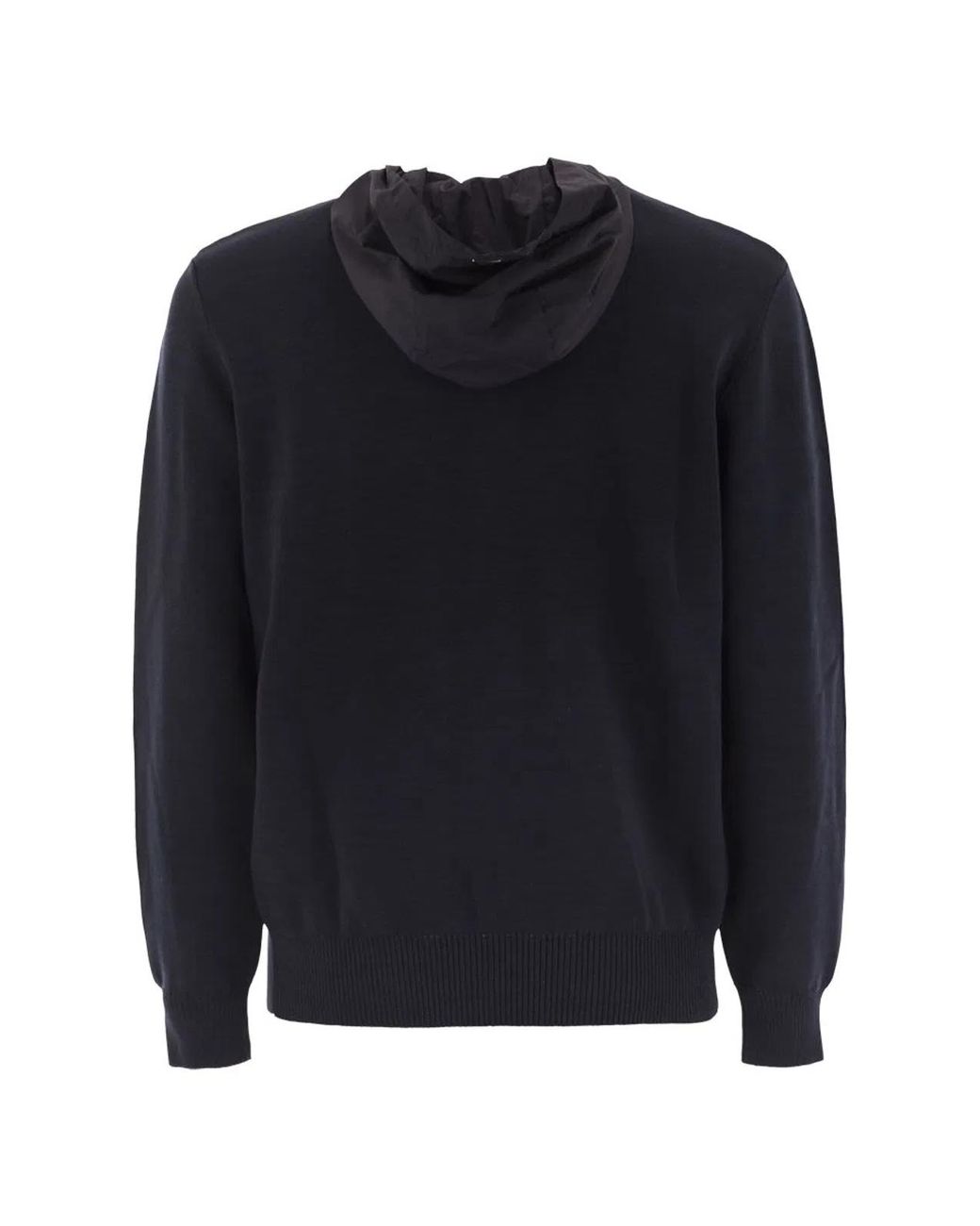 Herno Blue Resort Double Cotton Knit And Nylon Hoodie for men