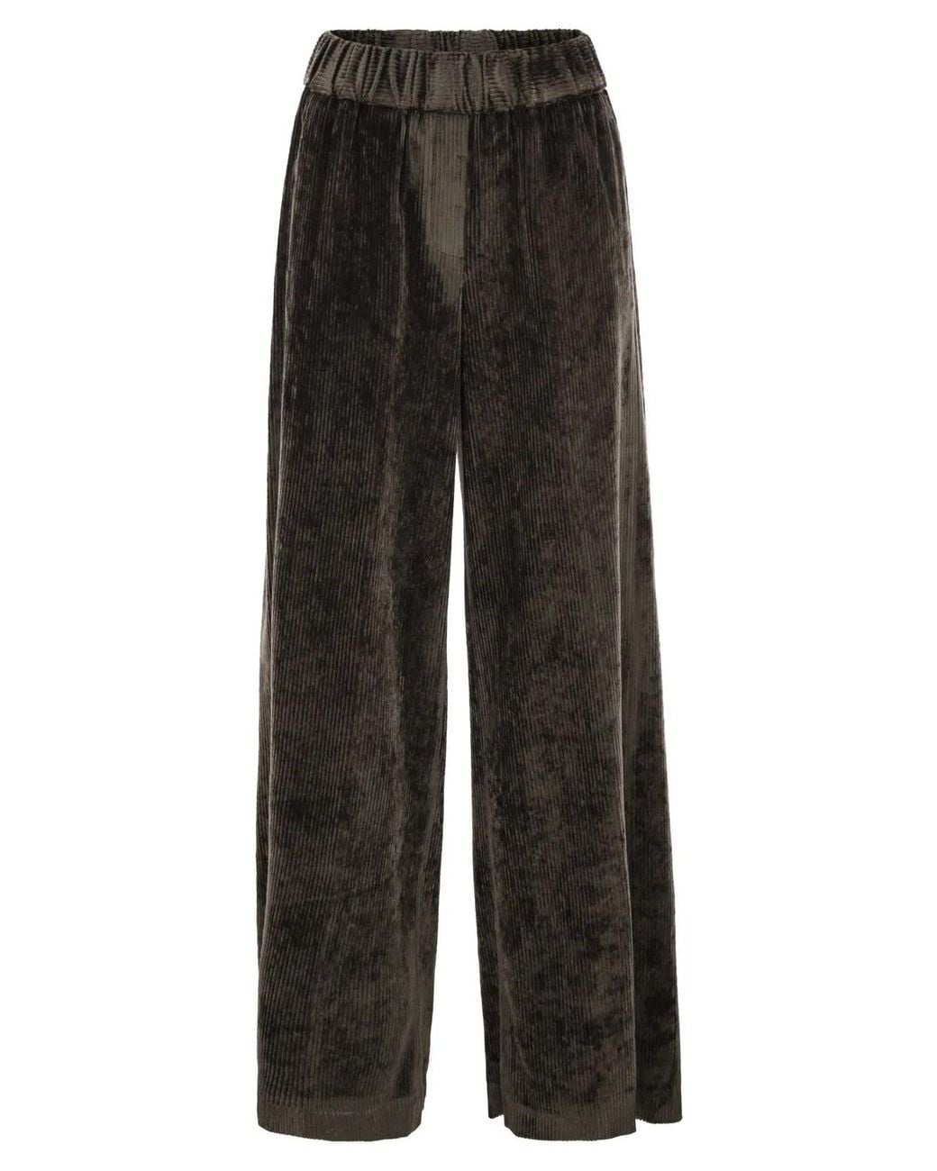 Peserico Black Fluid Corduroy Trousers