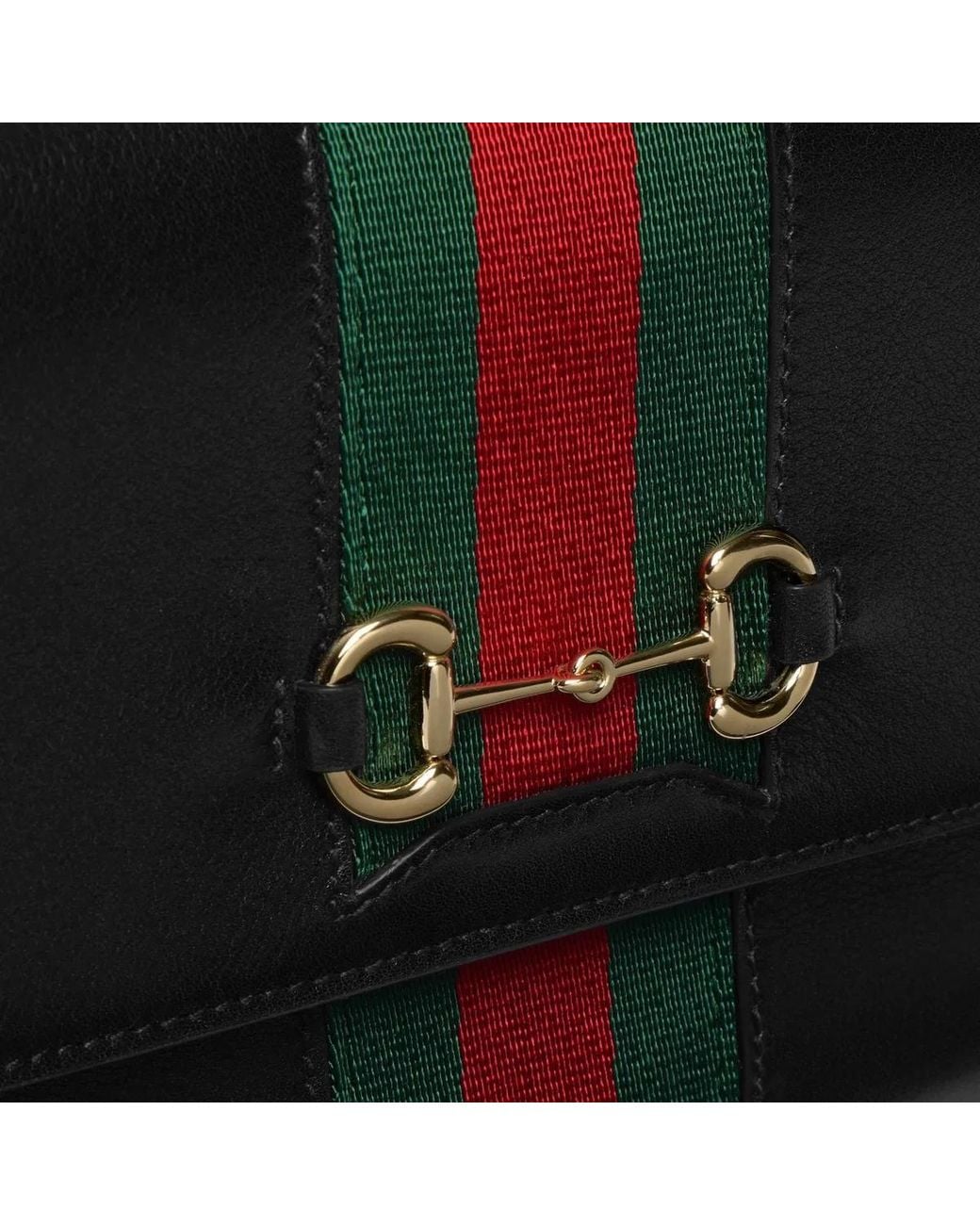 Gucci Black Horsebit Web Wallet With Strap