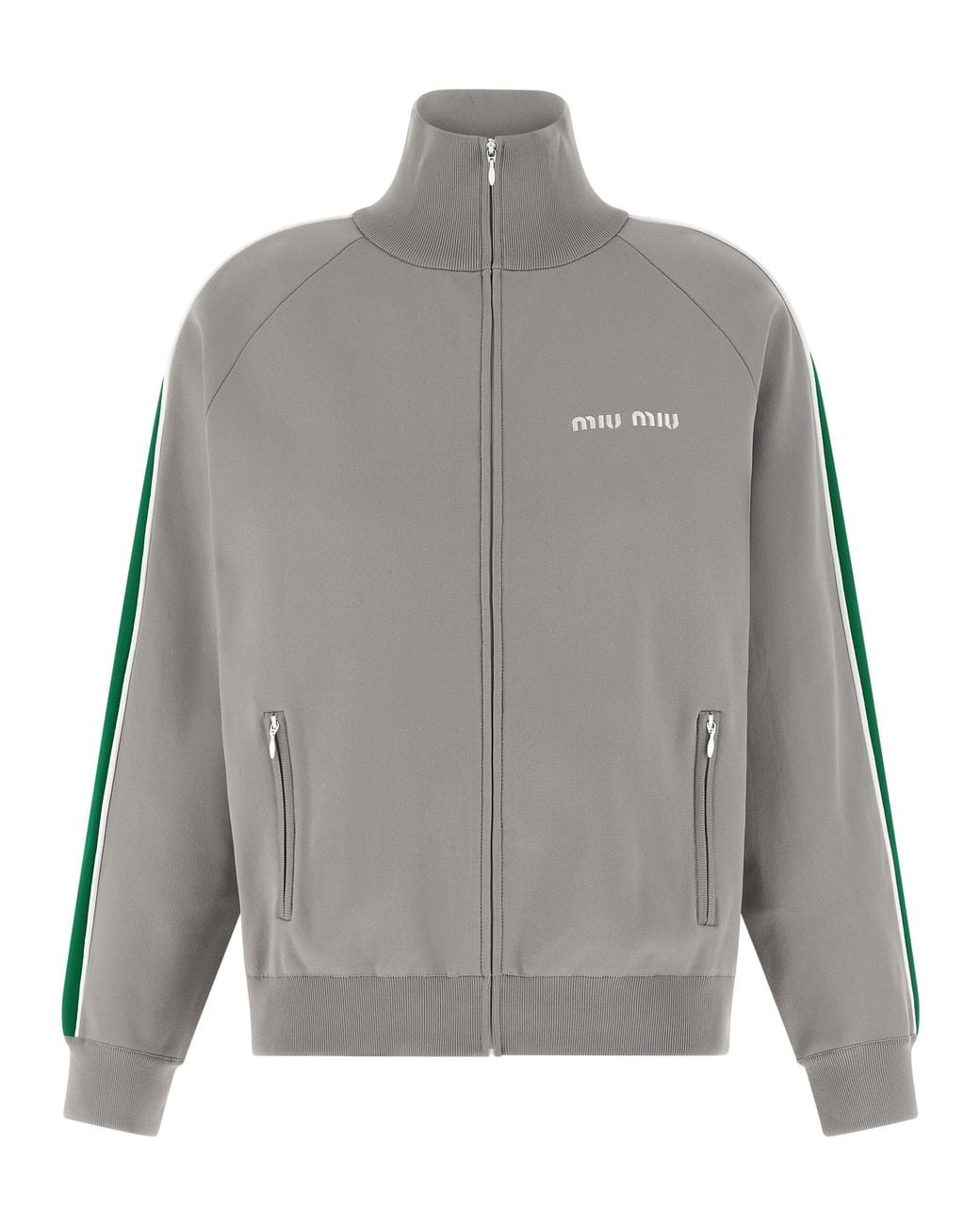 Miu Miu Gray Logo Embroidery Sweatshirt