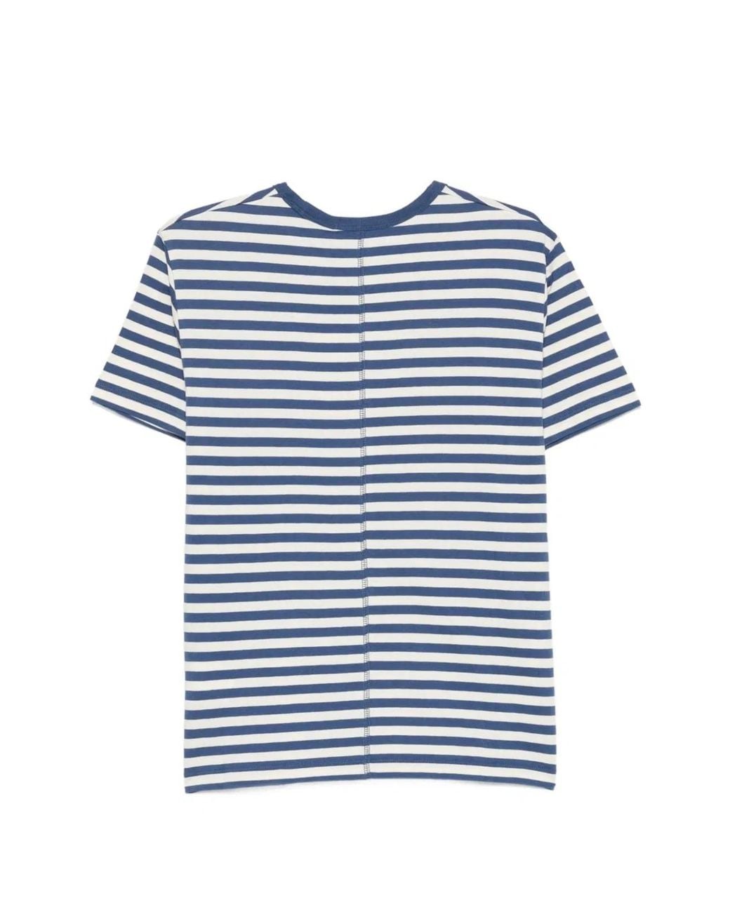 DUNST Blue Striped Cotton T-Shirt