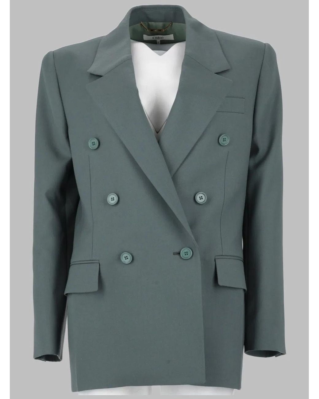 Chloé Green Double-Breasted Wool Blazer