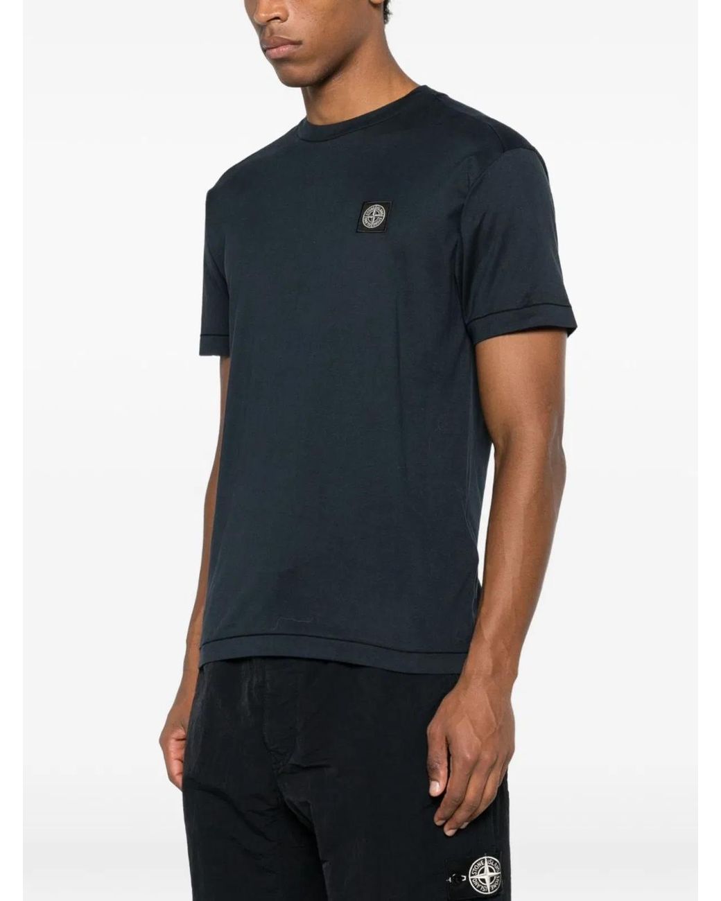 Stone Island Black Slim Fit T-Shirt With Compass Patch for men