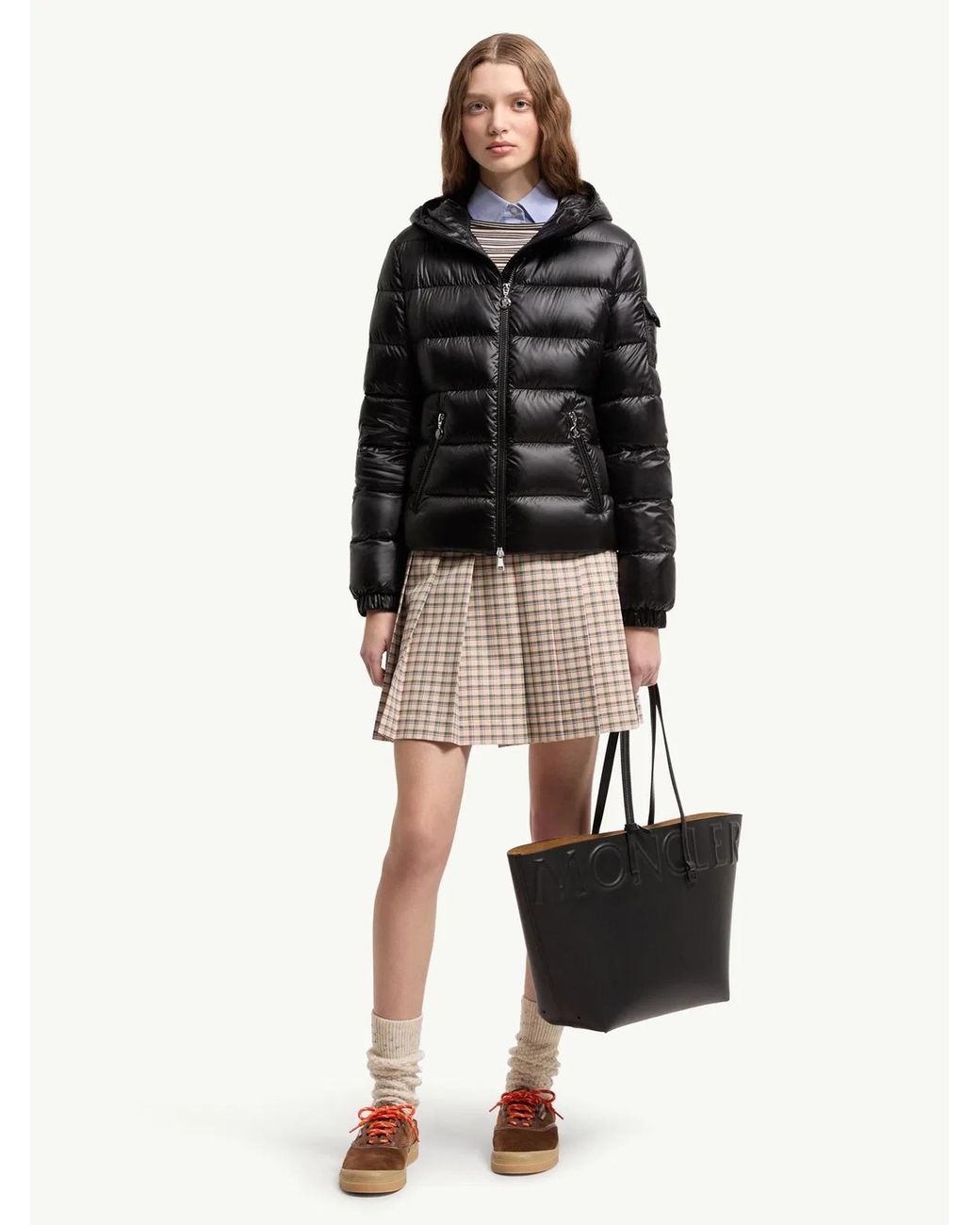 Moncler Black Glesse Short Down Jacket With Hood
