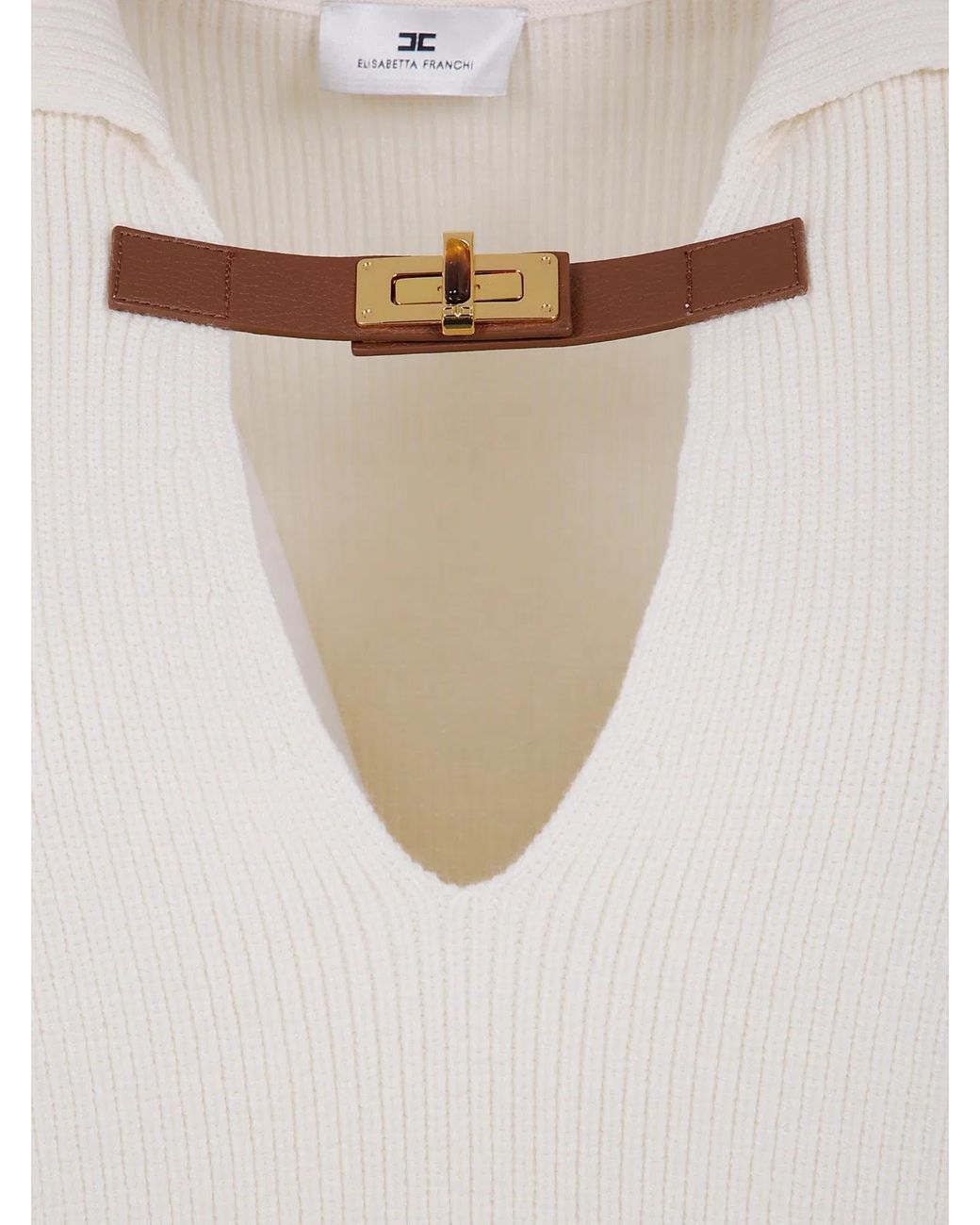 Elisabetta Franchi White Polo Neck Sweater