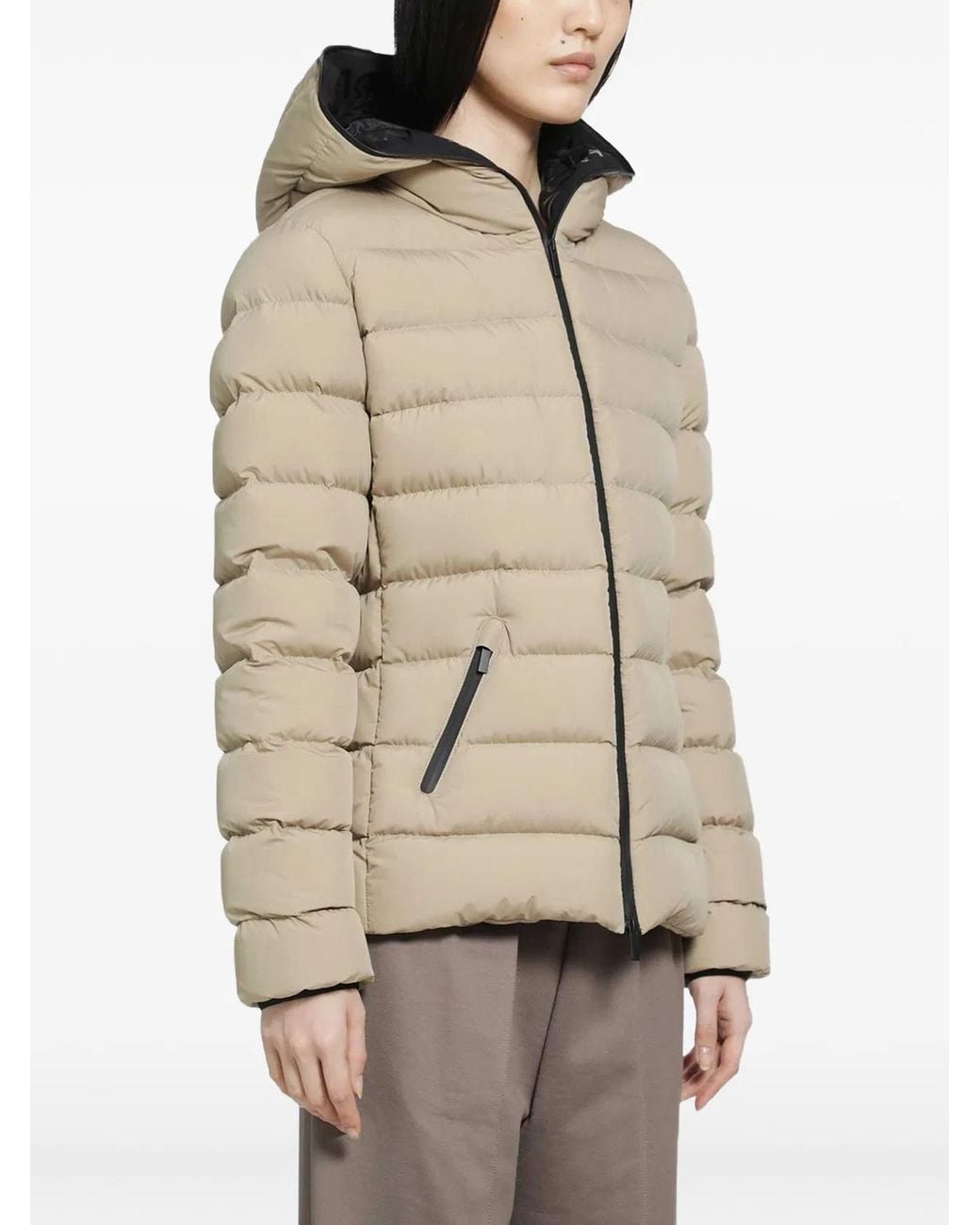 Moncler Natural Herbes Padded Logo-Patch Jacket