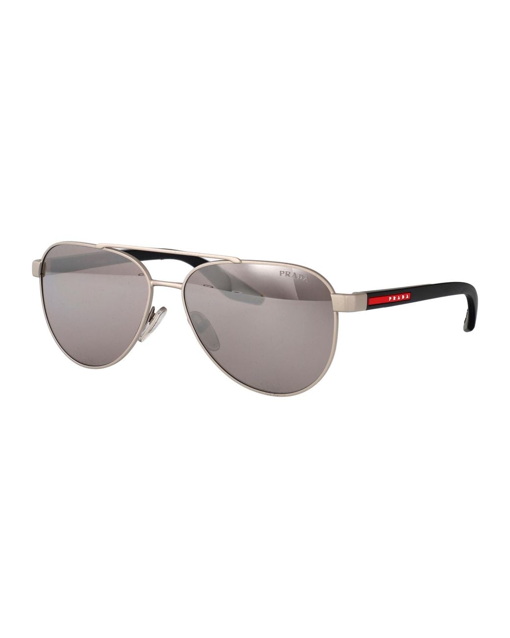 Prada Linea Rossa Gray Matte Metal Sunglasses for men